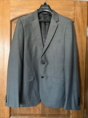 Men's Charcoal Two-Button Suit Jacket